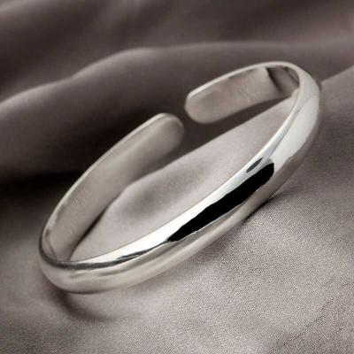 China CLASSIC hip-hop jewelry silver plated female open shiny ornaments fashion simple bangle bracelet wholesale for sale