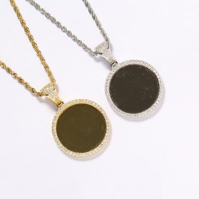 China Copper FASHIONABLE section jewelry regular round hip-hop photo frame no photo couples zircon copper set for sale