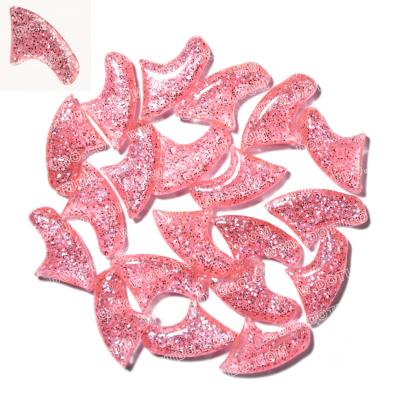 China Viable Hot Selling Amazon Glitter 100PCS Pink Color Cat Nail Caps Silicone Covers Cat Claw Caps With Free Glue And Applicator for sale