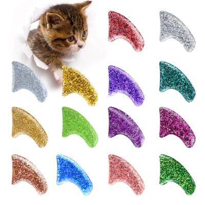 China AMAZONE New Hot Selling Stocked Cat Nail Caps Soft Pet Claw Glitter Covers Glitter Color With Free Glue And Applicator for sale