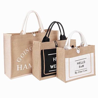 China Factory Wholesale Handled Jute Cozy Gift Bags Popular Jute Shopping Bag for sale