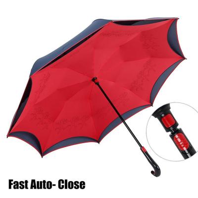 China Manual Cheap Foldable Black Nickel Coated Metal Tips Clear Reverse Umbrella for sale