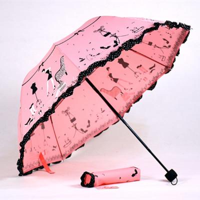 China 190T Nylon Fabric High Heels Brand Princess Brand New Arched Creative Folding Women Rain Umbrella Parasol Lace Sun Umbrella Chuva de Guarda for sale