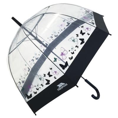 China Automatic Open Ladies Butterfly Print Key Release Transparent Umbrella for sale