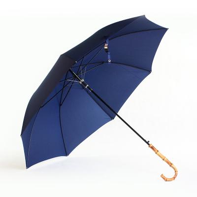 China Saiveina Automatic Open Bamboo Handle Rain Umbrella Walking Stick Straight Umbrella for sale