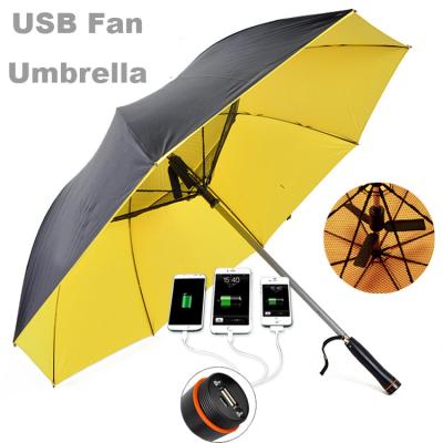 China Sivina OEM Fabric 190T Nylon Golf Fan Umbrella USB Charging Umbrella With Fan for sale