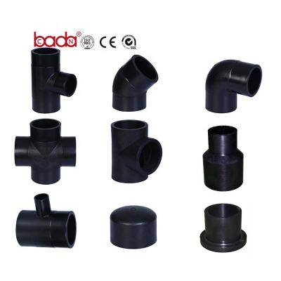 China Thicker HDPE pipe fittings dn50-dn500 wall end fusion gas fittings hdpe socket fusion fitting for sale