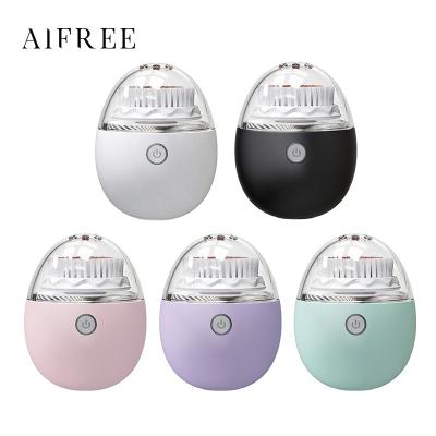 China Acne Treatment 2022 IPX7 Level Waterproof Electric Ultrasonic Sonic Face 4 in 1 Mini Silicone Facial Exfoliator Wash Brush Cleaning Pink for sale