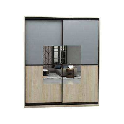 China (Other)Wholesale Cheap Adjustable Sliding Door Bedroom Furniture Cabinet Glass Wood Wardrobe for sale