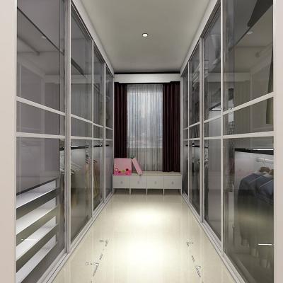 China Manufacturer Wholesale Glass Sliding Adjustable Door Closet Wood Wardrobe (Other) For Bedroom for sale