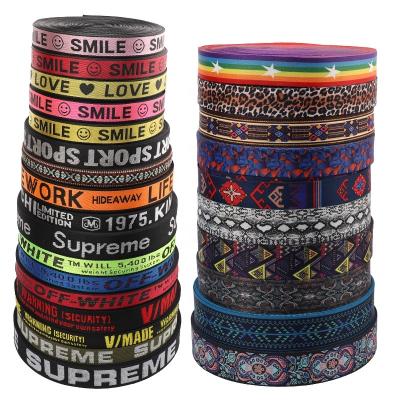 China Custom 50mm high tenacity sling webbing sling belt bag cotton rainbow ethnic woven webbing nylon jacquard webbing for sale