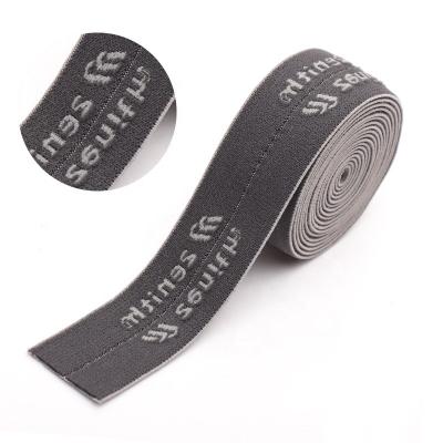 China New Design Elastic Custom Your Own Logo Jacquard Woven Elastic Band For Pants And Sport Swear for sale