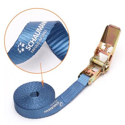 China 25/38/50 Mm Customized Logo Polyester Ratchet Tie Down Strap for sale