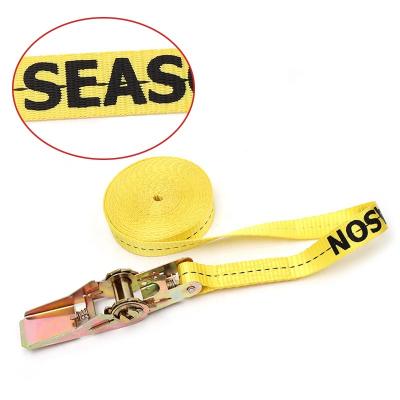 China 1 Inch 25MM Polyester Cargo Lashing Ratchet Tie Down Strap With Customized Logo for sale