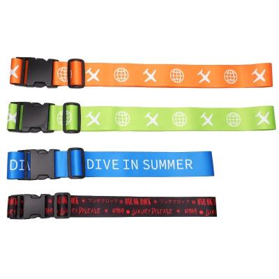 China Custom Suitcase Nylon Nylon Strap Polyester Logo Luggage Binding Strap With Tag Buckle Cargo Lashing Strap for sale