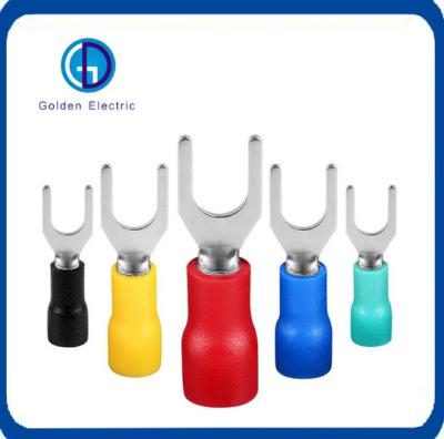 China Customization Spade Terminal Fork Sv Block Plastic Solder Sleeve Insulated Cold End Terminal Crimp Wire Connectors for sale