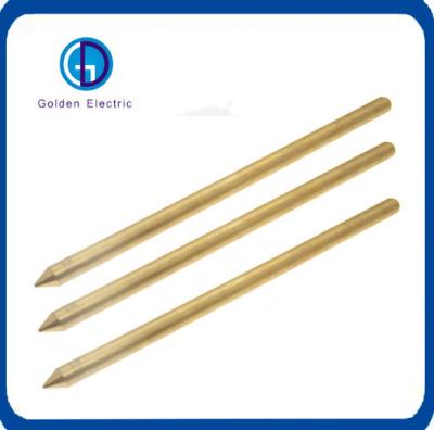 China 14mm Diameter Copper Bonded Brass Ground Rod for High Voltage Grounding Equipment for sale