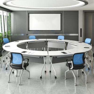 China (Height) Adjustable Meeting Room Round Movable Foading Training Table Table for sale