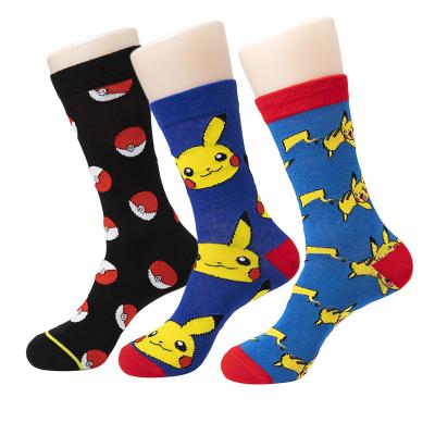 China Yellow Cartoon Boy Marvel Character QUICK DRY Men's Pikachu Socks 360 Crew Socks For Women Novelty Unisex Socks for sale