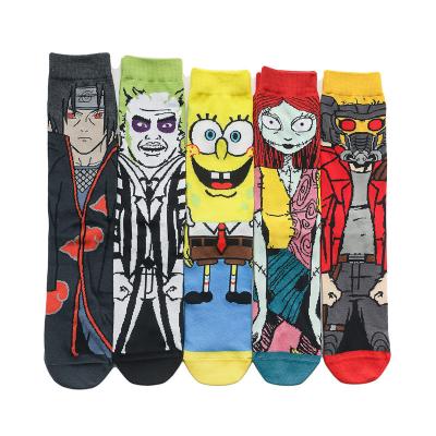 China Amazon QUICK DRY Bestselling Ninja Comic Mens Black Cotton Cartoon Knocks Boy's Crew Knocks Socks Unisex For Women for sale