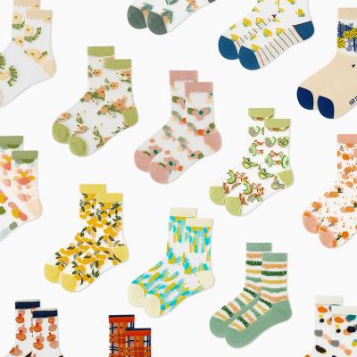 China QUICK DRY Summer Fashion Thin Sheer Midi Silk Women Chess Board Socks Cute Novelty Girl Crew Socks High Quality Comfortable for sale