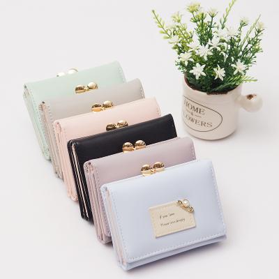 China New Style Pearl Wallet Female Short Women Waterproof Folding Mini Coin Purse Women Wallet Coin Card Holder for sale