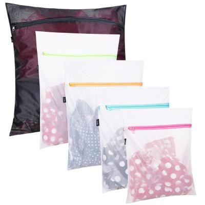 China 5Pc/Set Foldable Mesh Bag Custom Made Wash Care Mesh Laundry Bag Thickness Zipper Mesh Laundry Bags Bra Underwear for sale