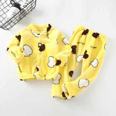 China Cartoon Breathable Flannel Children's Warm Pajamas Set Thickened Two-piece Sets Girls Home Clothes for sale