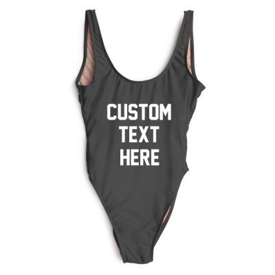 China 2019 New Texts Swimwear Women Swimwear Letter Print High Quality Tunic One-piece Breathable Custom Made Beach Sexy Jumpsuit for sale