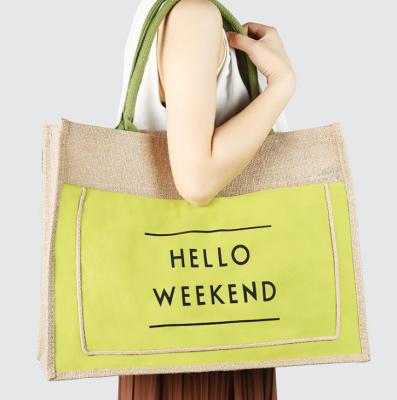 China Cheap Natural Handled Recycle Carry Jute Shopping Bags Manufacturer Advertising Jute Foldable Bag for sale