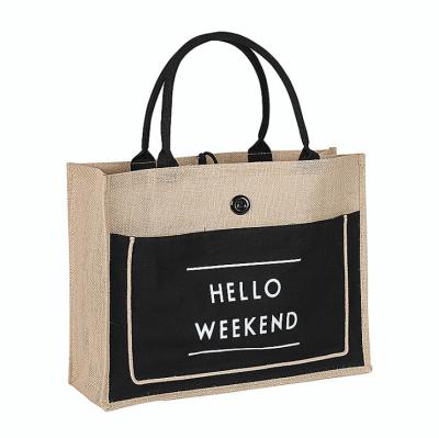 China Cheap Natural Biodegradable Jute Handled Jute Sack Grocery Carry Bag Porcelain for sale