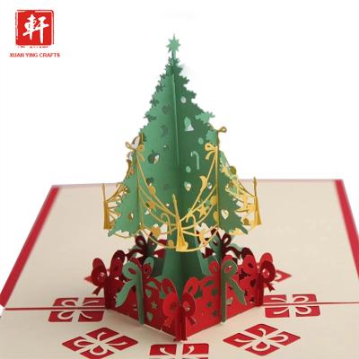 China Europe 3D Christmas Tree Luxury Paper Promotional Greeting Card Customized Printing Fancy Design for sale