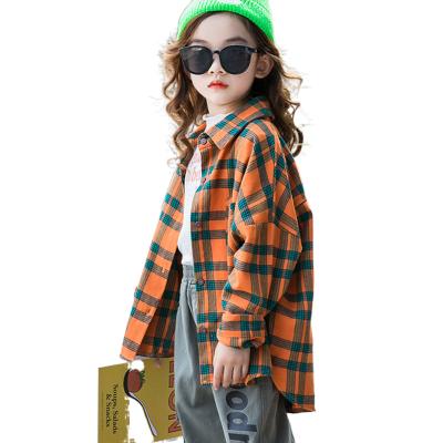 China Viable girl's shirt spring and autumn children's big checked shirt children for 12 years of Korean version of fashionable little girl's jacket for sale