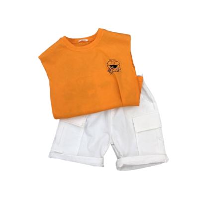 China Best Selling Fashion Price Promotional T-shirt Shorts Kids Summer Suit Sleeveless Set for sale