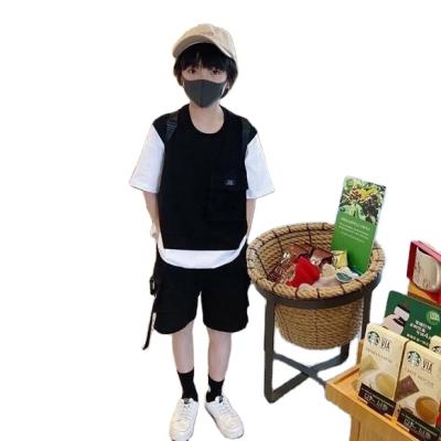 China 2021 summer new big boy's smart casual children's clothing two-piece short-sleeved T-shirt + five-point shorts machining Western-style suit for sale