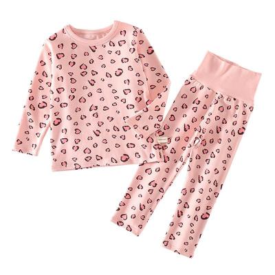 China Children's breathable long johns tops and suit2021New baby cute pajamas set high waist belly protection girl two-piece bottom underwear set for sale