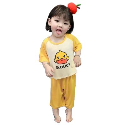 China Modal Summer Homewear Air Conditioning Breathable Clothing Suit Children's Pajamas Suit2021Girls Thin Kids Girls for sale