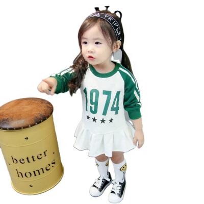 China New viable baby dress spring clothing sleeve long skirt and autumn skirt girls spring baby sweater skirt95%Cotton for sale