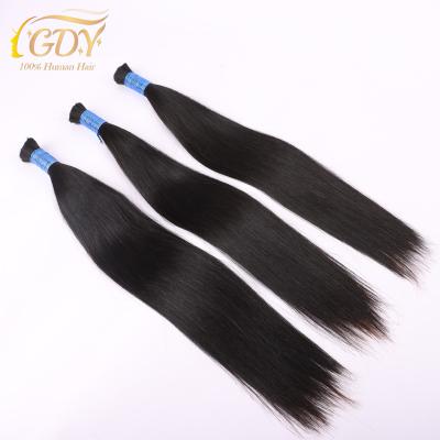 China GDY Straight Raw Unprocessed Virgin Bulk 100% Brazilian Silky Straight Hair Bulk Hair Extension Natural Hair Color #1b for sale