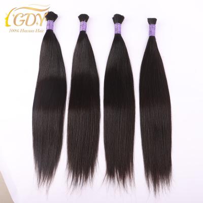 China GDY Best Quality Straight Bundles Raw Unprocessed Virgin Straight Remy Human Hair Bulk Extension Natural Color 1B Bulk Hair for sale