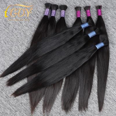 China GDY Straight Top Quality Human Hair Bulks Cuticle Aligned 100% Raw Indian Human Hair Extensions 1B Natural Color Virgin Hair 1B for sale