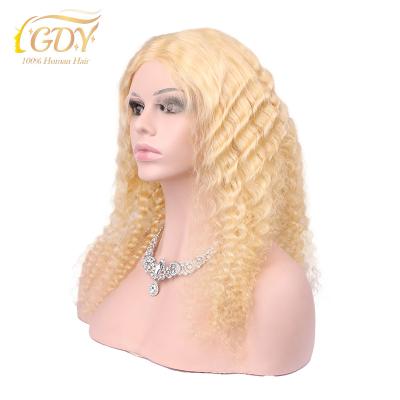 China Transparent Sheer Deep Curly Deep Curly Wave GDY 180% U-part Soft Color HD Lace Front Wig #613 Density Wigs For Black Women for sale