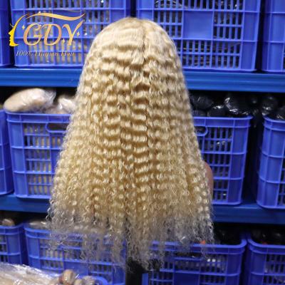 China GDY Deep Curly Hair T Part Wigs Glueless Pixie Cut Deep Curly Raw Thin Blonde Hd Virgin Hair Lace Front Wig 613 20 Inch Headbands for sale