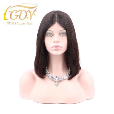 China 8A 10A 1B Color T Piece Bob Wig GDY Human Hair Good Quality Natural Hair Straight 8A 10A 1B Short Hair 14inch Lace Front Bob Wigs HD for sale