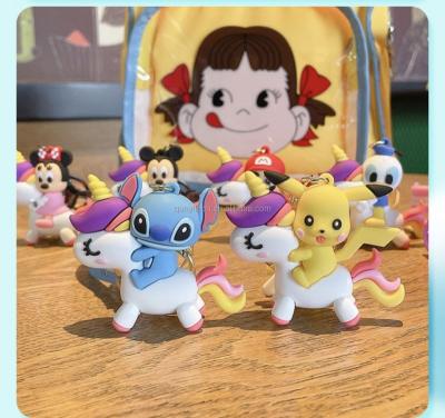 China New Wholesale PVC Key Chain Minnie Mickey Couple Doll Schoolbag Pendant Chain Disney Unicorn Cute Cartoon 3D Design Gift Promotional Souvenir for sale