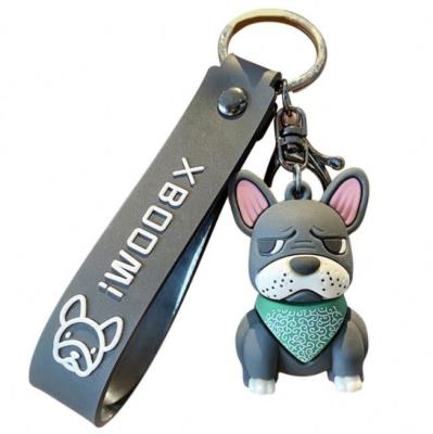 China Good YHY cute hot sale price dog key chain PVC bull dog french keychai for sale