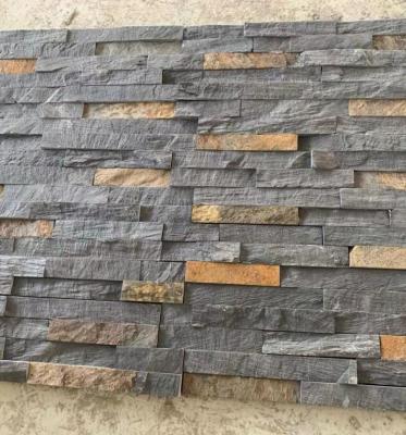 China Modern black with rust slate rock face stone wall panel cladding/external stone wall cladding/culture stone for sale