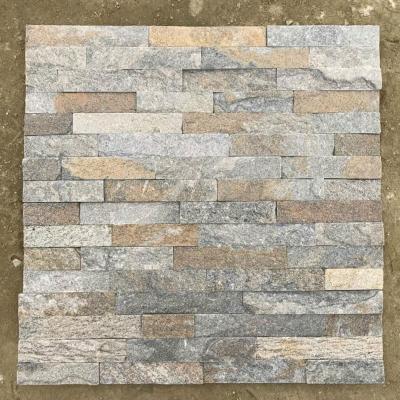 China Modern Decorative Wall Cladding Rusty Quartz Culture Stacked Stone Veneer Panel for sale