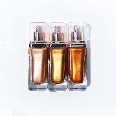 China 3 color glass bottle OEM logo face makeup liquid mousse highlighter waterproof private label for sale