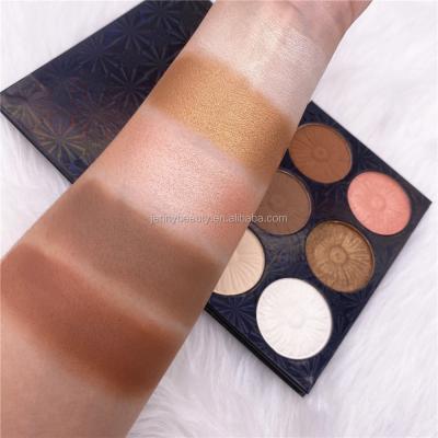 China Waterproof Custom Colored Durable Matte Shimmer Highlighter Contour 6 Color With Holographic Packaging for sale